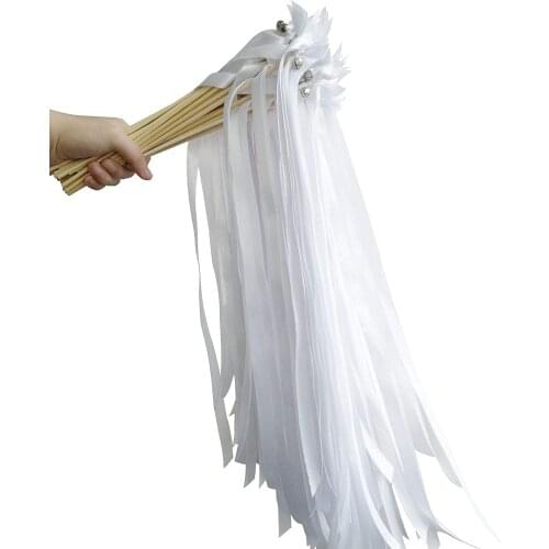 Ribbon Fairy Wands Party Sticks Streamers with Bells Fairy Stick Wish Wands Baby Shower Birthday Wedding-Waving Party Favors
