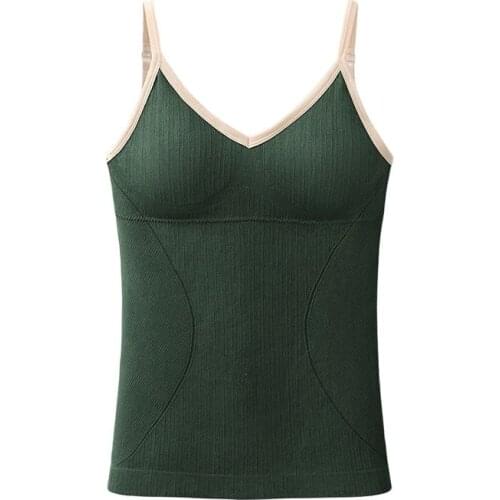 Deep V Tank Top With Built In Bra Women Sexy Bralette Cotton Active Bra Long Crop Top Comfortable Underwear Wireless Lingerie