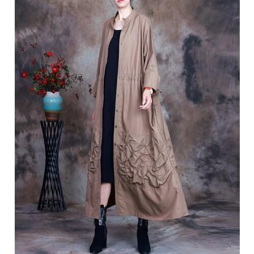 Women Spring Autumn Solid Color Trench Coat Outerwear Ladies Vintage Topcoat Female 2021 Trench Coat