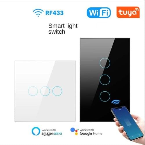AVATTO Tuya WiFi smart light switch with Luxuray glass panel, touch sensor smart wall switch voice use with Alexa Google Home