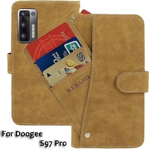 Vintage Leather Wallet Doogee S97 Pro Case 6.39" Flip Luxury Card Slots Cover Magnet Phone Protective Cases Bags