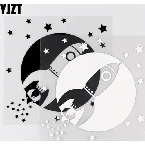 YJZT 14.8X14.9CM Rocket Stars Moon Car sticker Vinyl Decals Mysterious Out Space Black / Silver 10A-0113
