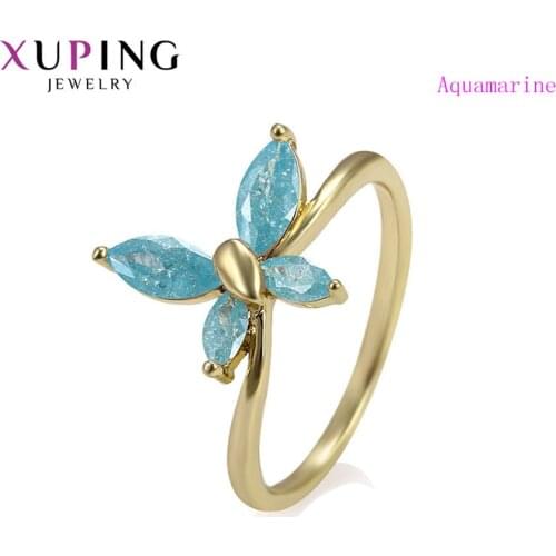 Xuping Vintage New Arrival Luxury Ice Stone Engagement Animal Shaped Blue Rings for Women Jewelry Party Gift 15179