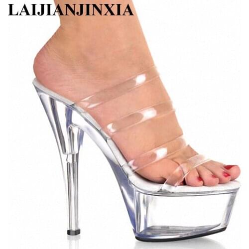 New 17 CM High Heels Slippers Plump Crystal Shoes Sexy Pole Dancing Shoes Platform Womens Dance Shoes