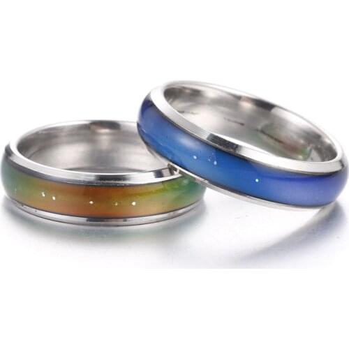 1PC Stainless Steel Mood Ring Temperature Changing Color Emotion Feeling Rings For Women/Men Couple Rings Jewelry