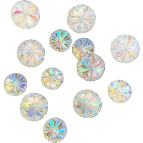 10mm/12mm Round AB Resin Ore Snowflower Gem Flatback Rhinestone Scrapbook DIY Wedding Applique Ornament Crafts SF644-645