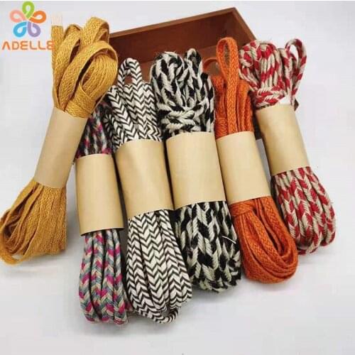 10mm Rustic Braided Jute Linen Flat Tape/Rope Craft Twine 6 Colors Organic zakka DIY Macrame Free Shipping 10m
