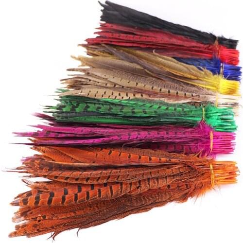 100PCS Ringneck Pheasant Tail Feathers 10-12 inch/25-30cm Long DIY Cosplay Carnival Party Decoration Accessory Crafts Plume
