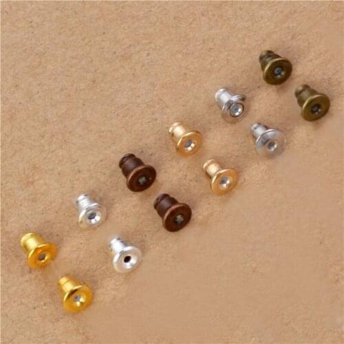 100Pcs Bullet Shape Metal Silver Color Diy Earring Backs Stoppers Fasteners Accessories For Jewelry Making Earrings Findings