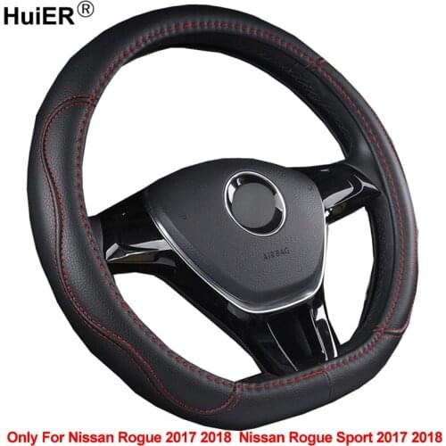HuiER D Shape Car Steering Wheel Cover Breathable PU Leather For Nissan Rogue Sport 2017 2018 Nissan Rogue 2017 2018 Car Styling