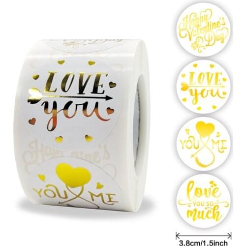 1.5" Large Happy Valentines Day stickers Wedding decor Love Stickers Clear Heart Envelopes Gift package Seal Labels Party Decor