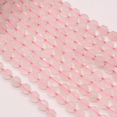 Natural Semi-precious Stone Beads Faceted Rice Shape PinkRose QuartzScattered Beads for DIY Necklace Bracelet Making Jewelry