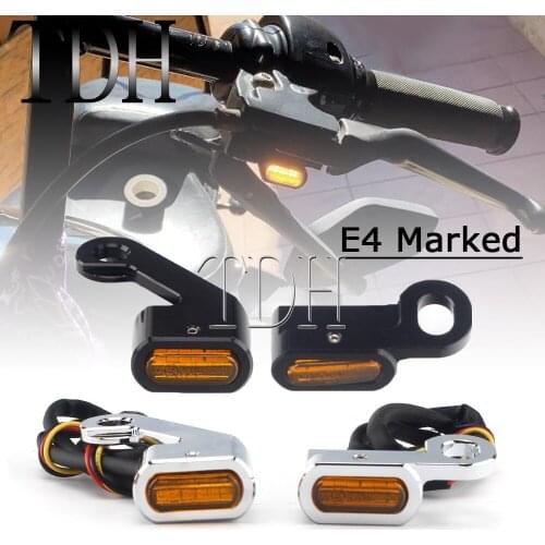 Black/Chrome Motorcycle Mini LED Turn Signal Blinker Light Bar Lamp For Harley Dyna Street Bob Super Wide Glide Switchback FLD