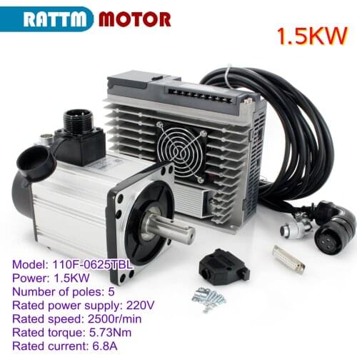 CNC 1.5KW 110F-0625TBL AC Servo Motor Kit Set 2500RPM 5.73Nm + SDF20NK9 Driver + encoder For Measuring Medical Equipment