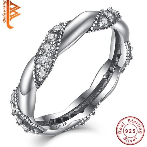 Luxury Real Solid 925 Sterling Silver CZ Ring For Women Wedding Engagement Jewelry Ladies Rings