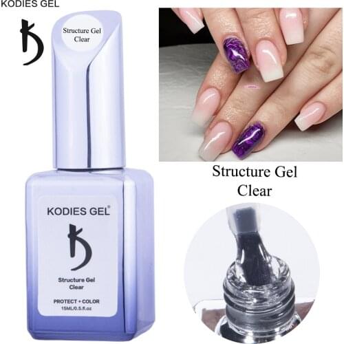 KODIES GEL Clear Structure Gel Nail Polish UV/LED Rubber Base Gels Thick Protect Color Nails Varnish 15ML Professional Primer