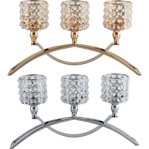 Crystal Candle Holder with 3 Arms, Table Decorative Wedding Table Centerpieces for Living Room Home Decoration Ornaments Gifts