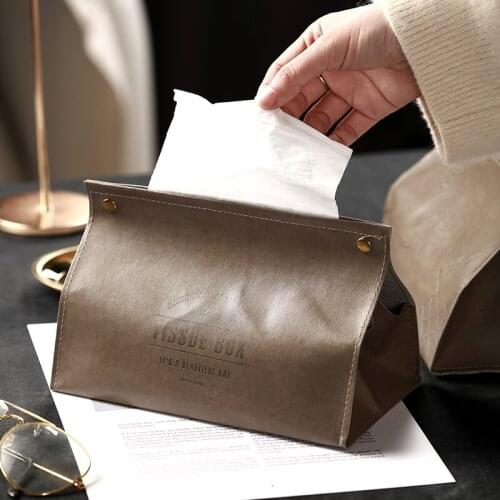 Leather Tissue Box Car Toilet Pumping box Home Living Room Decoration Bedroom Kitchen Desktop Nordic Large Storage Box Wholesale