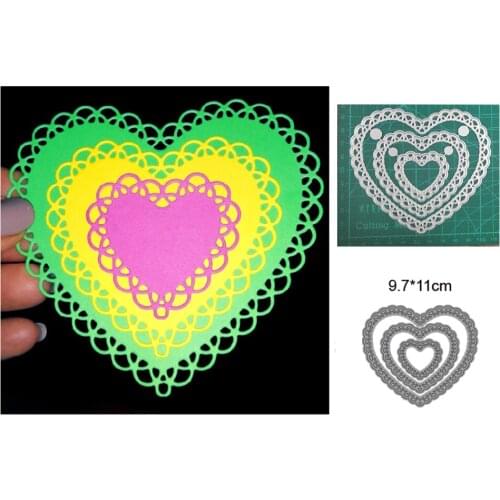 3pcs/set Lace heart shape 2021 New metal cutter mould diy photo album scrapbook card making stamp embossing decoration mould