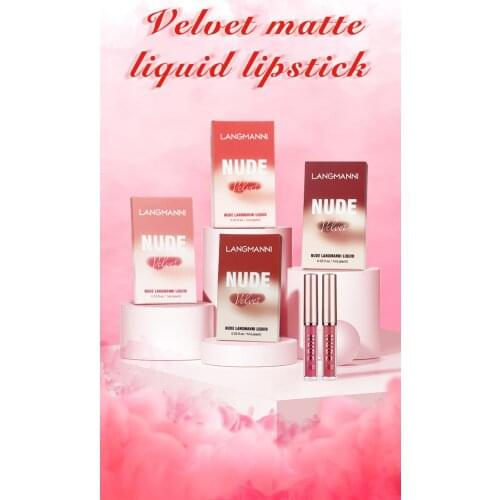 4pcs Matte Velvet Lip Gloss Boxed Waterproof Long-lasting Easy-to-color Good Color Rendering Lip Glaze Set TSLM1