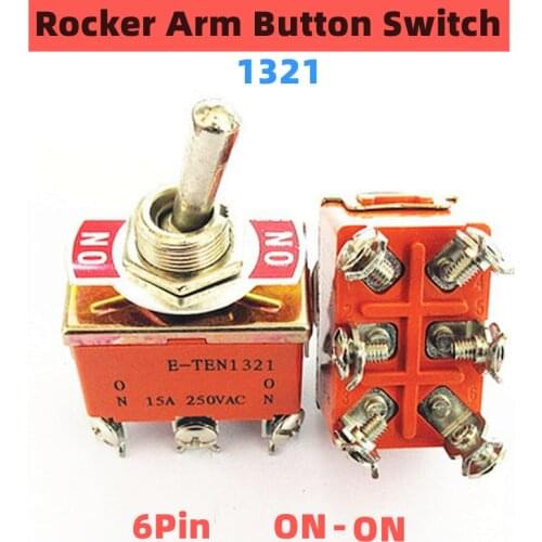1PCS E-TEN1321 Micro switch 15A/250V 6 pin Waterproof Switch Cap ON-ON Miniature Toggle Switches orange Button Switch