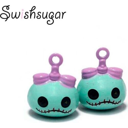 Sweet Skull Charm Bells Bracelet Necklace Pendant Craft Handmade Jewelry Findings