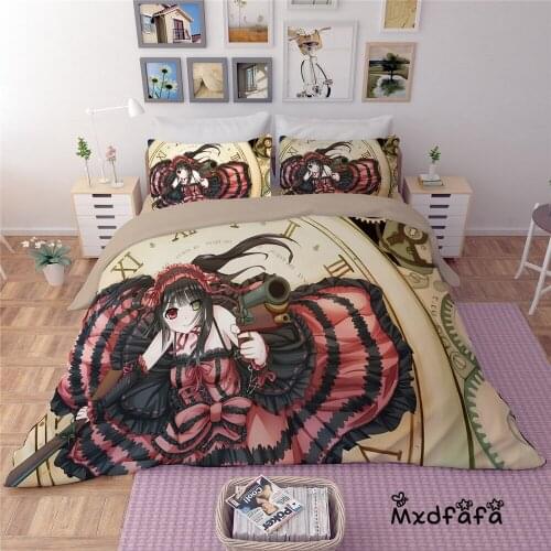 Mxdfafa Anime DATE A LIVE Duvet Cover Set bedding set Luxury Comforter Bedding Sets Include 1 Duvet Cover and 2 pillow cover