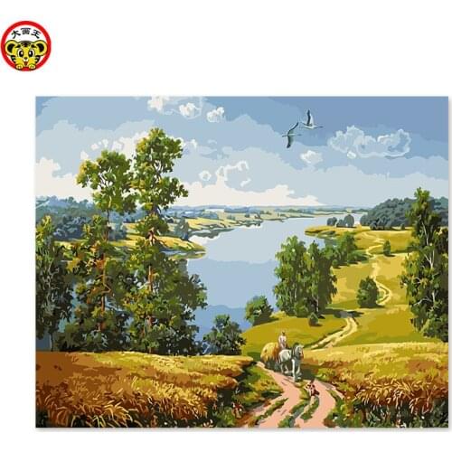 Painting by numbers art paint by number DIY decoration living room bedroom sofa background road European Plain