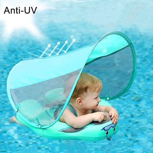 Baby Swim Float Non Inflatable Swim Ring Swimming Safety Bathtub Pool Training Aid with Sunshade NSV775