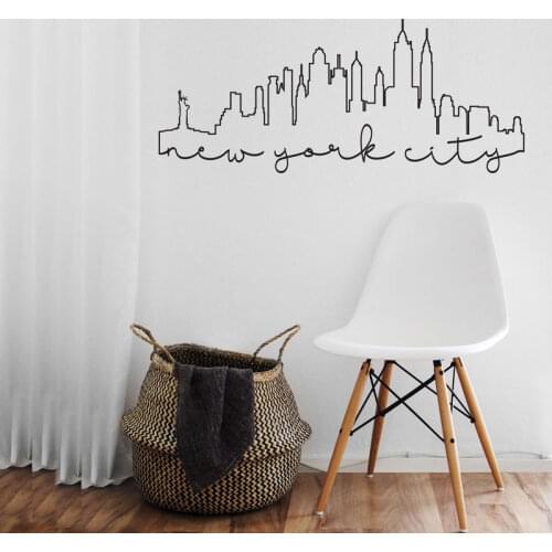 New York City Outline Skyline Wall Sticker Vinyl Home Decoration Living Room Decal Removable Interior Decor Wallpaper Mural CT06