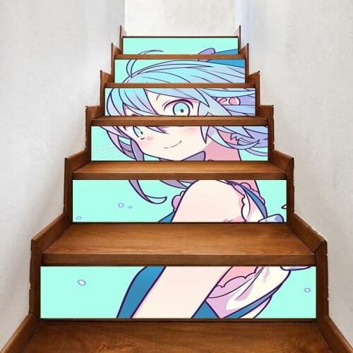 Decals Mural 3D Step a Beautiful Girl Stair Sticker DIY Self Adhesive Waterproof Paper Poster For Print Art Picture Home Decor