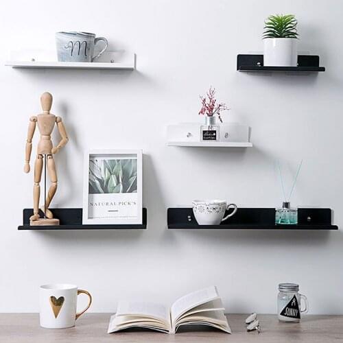 Wall-Mounted Storage Shelf Punch-Free Sticker Wall Home Bedroom In-line Partition Storage Racks Bookshelf Shelving For Books