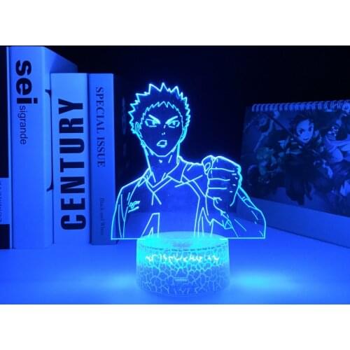 Haikyuu Anime Hajime Iwaizumi 3D LED White Base Night Light for Kids Bedroom Decor Nightlight Child Birthday Gift Manga Lamp