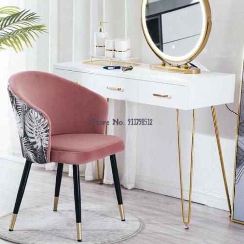 Nordic light luxury nail shop stool dining chair household makeup chair dressing chair bedroom modern backrest desk table and
