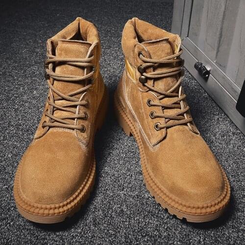 2019 New Winter High Quality Fashion Mens Boots Warm Work Boots Lace Up Mens Desert Boots Round Toe High-Top Shoes