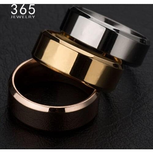 New Hot Sale Titanium Band Brushed Wedding Ring Solid Glossy 316L Stainless Steel Ring for Women Men Valentines Day Gift