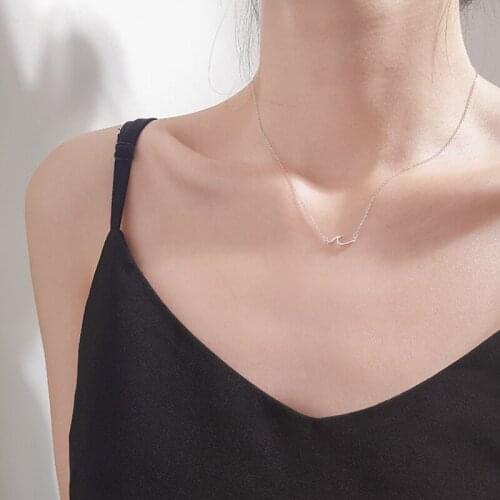 Spray Wave Thin Minimalist Rose Gold Silver Color Clavicle Chain Necklace For Women Ladies Luxury Korean Dainty Jewelry