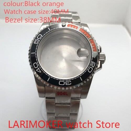 Suitable for NH35 NH36 Miyota 8215 40mm sapphire glass 904L stainless steel case sealing bottom cover, with bezel black yellow