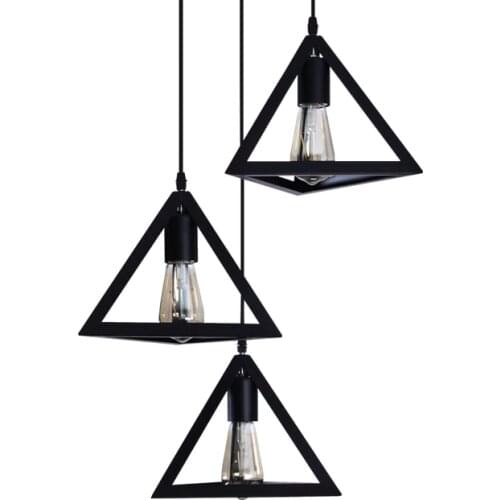 Industrial Triangle LED Pendant Lamp Black Metal Handing Lights Famous Nordic Designer Vintage E27 90-240V Living Room Bedroom