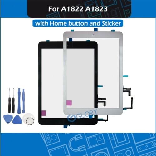 New 2017 A1822 A1823 Touch Screen For iPad 5th Generation 5 Digitizer Outer Panel Front Glass With home button + Sticker