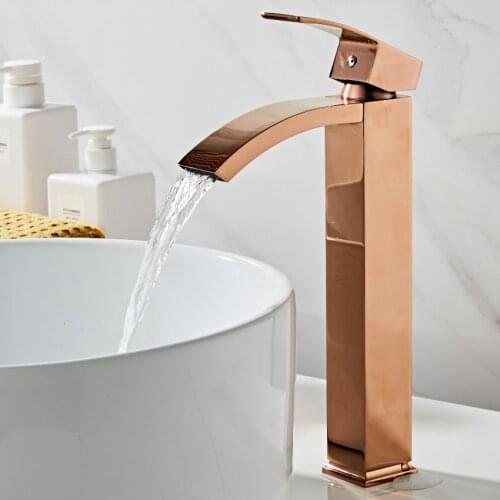 Basin Faucet Bathroom Sink Rose Gold Brass Faucet Single Handle Hole Faucet Basin Tap Grifo Lavabo Wash Hot Cold Mixer Tap Crane