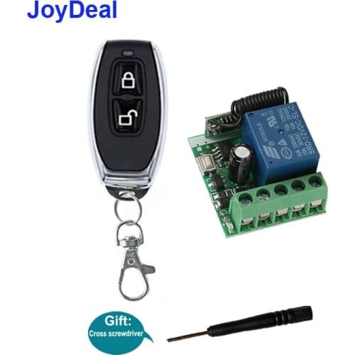 JoyDeal 433Mhz Universal Wireless Remote Control Switch DC 12V 1 Channel Receiver Module Electronic Garage Lock Door Controller