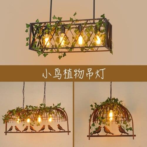 Iron birdcage chandelier personality industrial wind restoring ancient ways, dining-room lamp bar cafe birds droplight