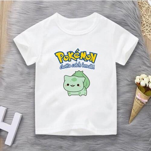 Pokemon Bulbasaur T Shirt Cartoon Baby Kids Boys Girls Children Summer Clothing Pikachu Cartoon Print Tee Children Clothes Tops