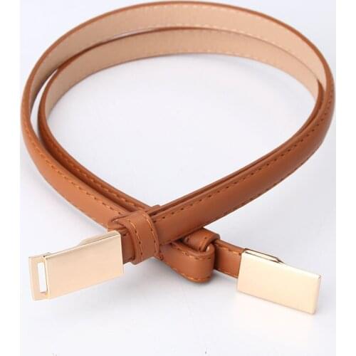 Belt Dress Simple Versatile Fashion Women Leather Belt Thin Skinny Metal Gold Elastic Buckle Waistband Belt Dress Accessories
