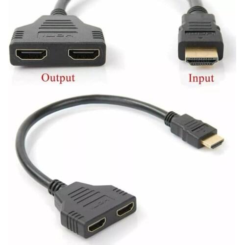 1PC 2 Dual Port Y Splitter 1080P v1.4 Male to Double Female Adapter Cable 1 In 2 Out HDMI-compatib Converter Connect Cable Cord