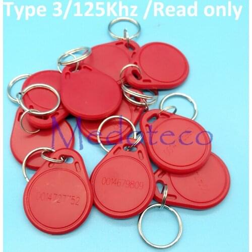 10 pcs Red Color Type 3 125khz ID keyfobs card Tk4100 Rfid Key card for Access Control System read only
