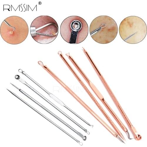 4pcs/set Blackhead Comedone Acne Pimple Blackhead Remover Tool Spoon for Face Skin Care Tool Needles Facial Pore Cleaner