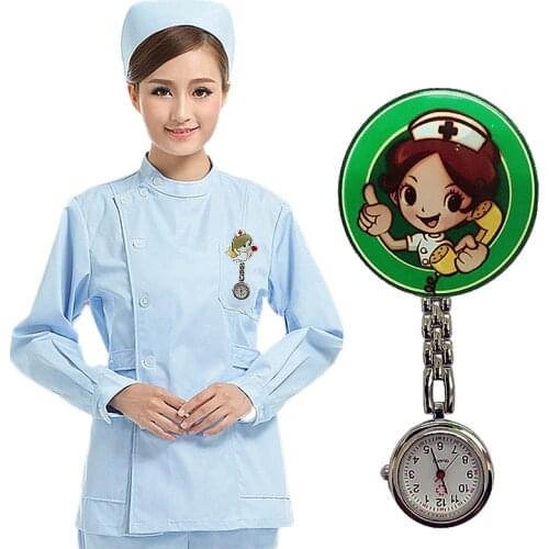 Acrylic cartoon nurse table hanging watch nurse chest watch clip quartz watch