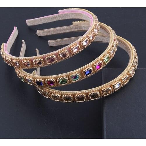 Baroque Headband Hair Accessories Bridal Tiara Luxury Vintage Geometric Flower Headbands Crystal Hairband 488